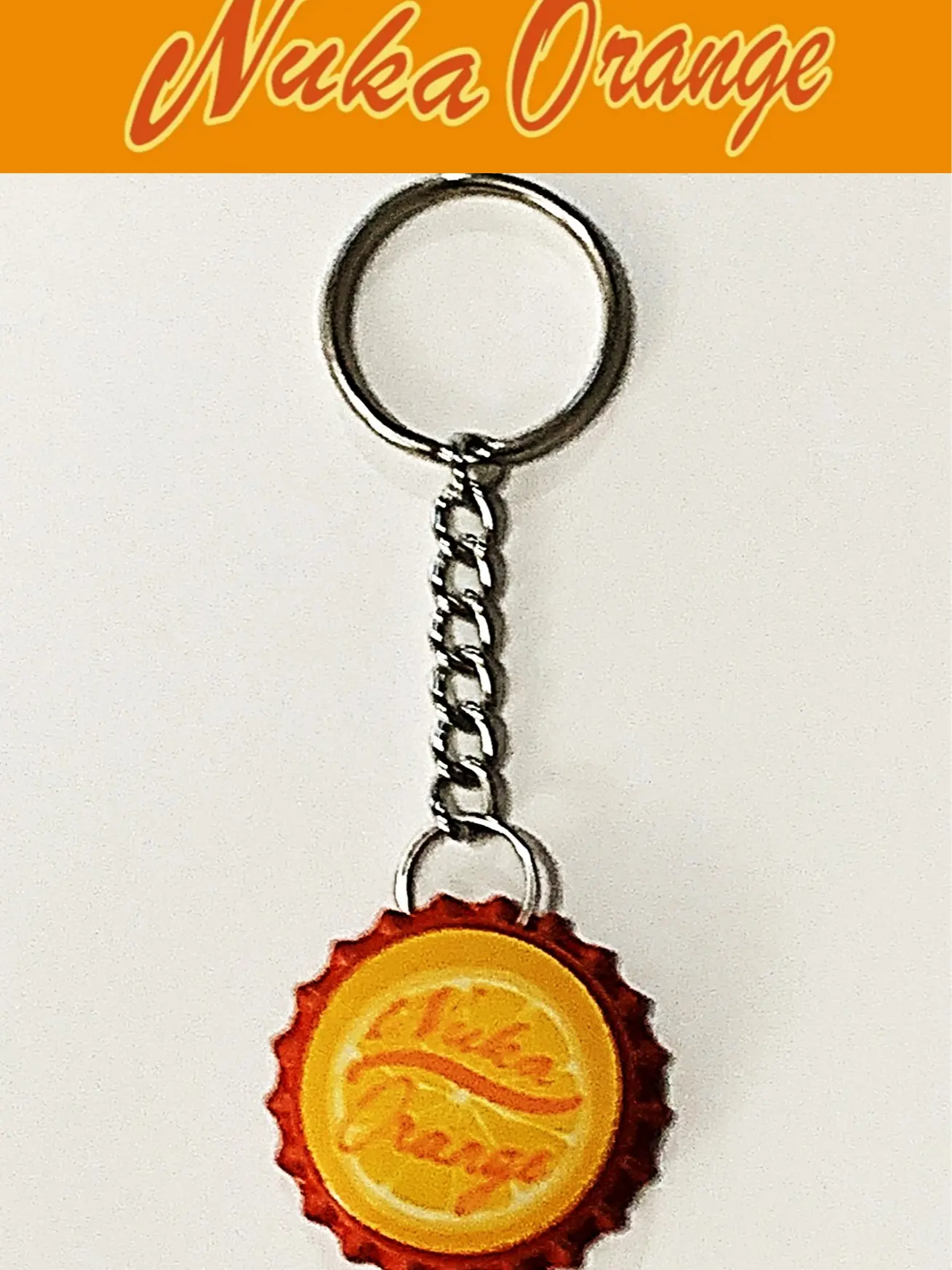 Nuka-Orange Fallout 4 Bottle Cap Keychain - Collectible Gaming Accessory