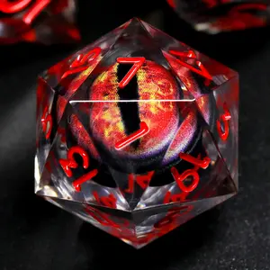 Liquid Core DND Dice, Dragon Eye Red Dice Set D&D Sharp Edge Resin Dungeons n Dragons Dice Polyhedral Beholder's Ttrpg Dice Role Playing D and D Dice