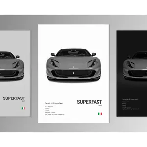 BridgeMusic Ferrarii 812 Superfast Poster Print | Wall Art | Car Photography | Poster No Frame.
