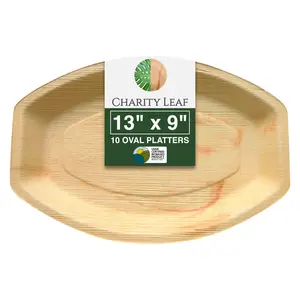 13" x 9" Inch Oval Natural Palm Leaf Tray