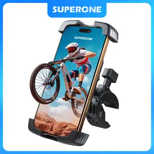 SUPERONE Bike Phone Holder [1s Lock] Motorcycle Phone Mount [Anti-Shake] Handlebar Cell Phone Clamp Scooter Phone Clip for Handlebars with Diameters 0.65-1.2 in Suitable for 4.7-7.2 in Smartphone