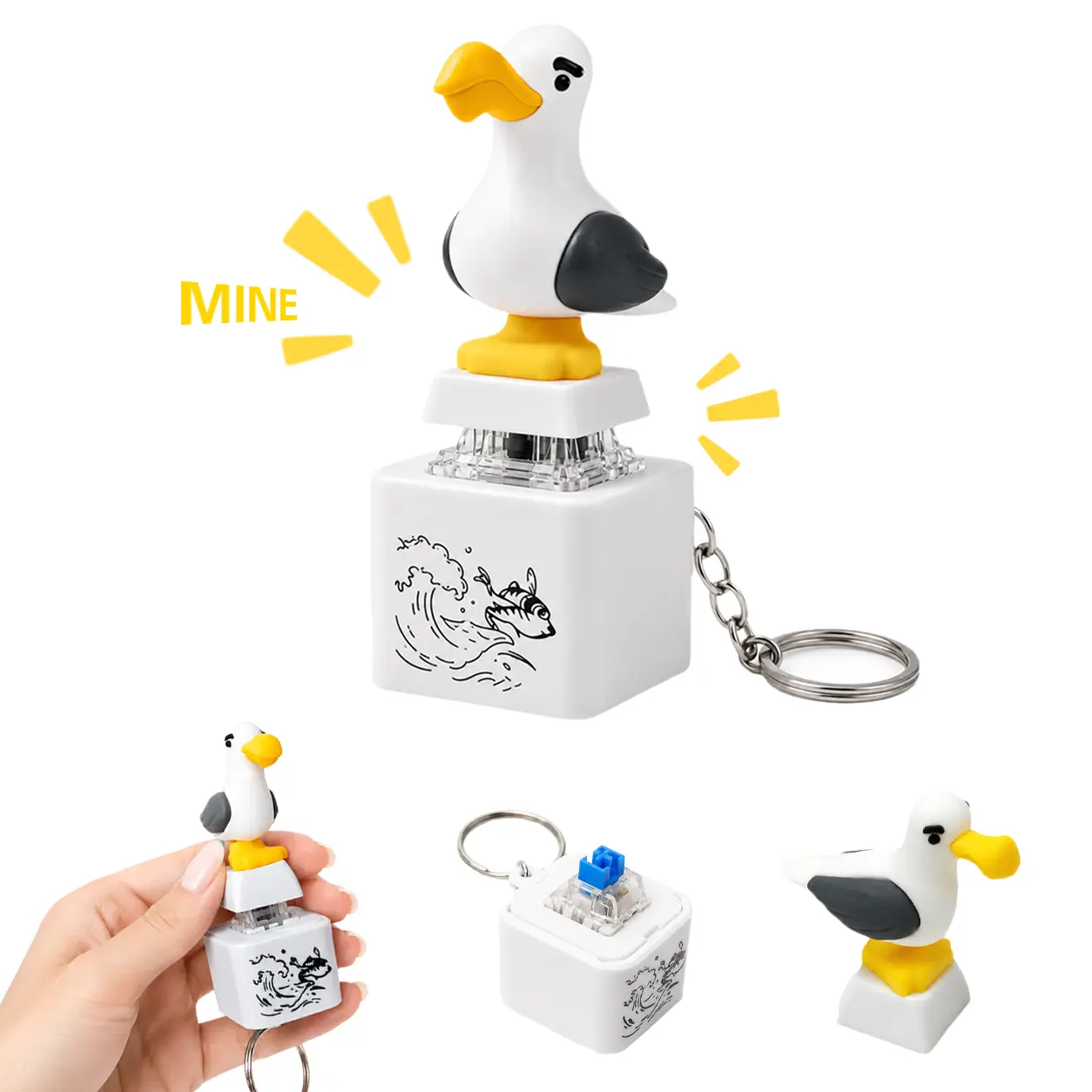 Funny Mine Seagull Decompression Key Ring Mini Fidget Toy