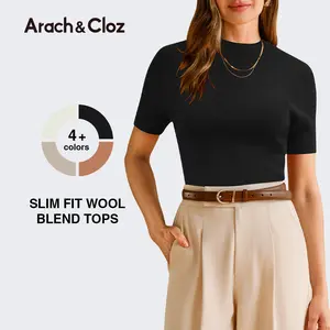 Arach&Cloz Women's Wool Blend Oversized Sweaters Crewneck Casual Spring Outfits Fashion Tops SpringStatements