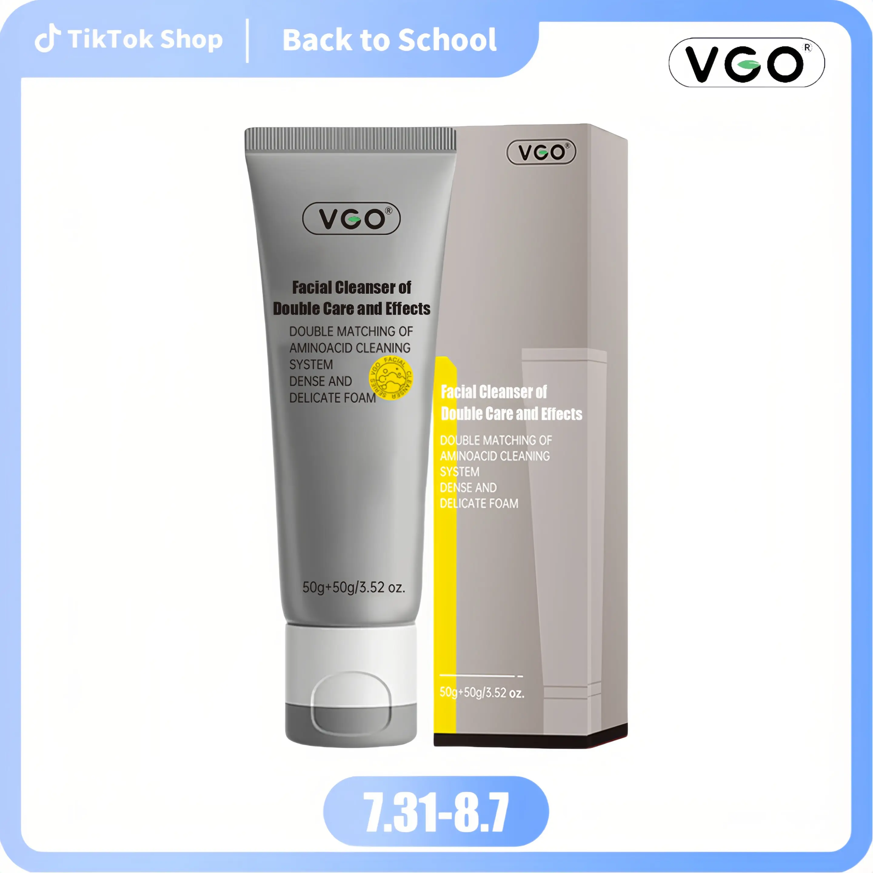 VGO Bamboo Charcoal Amino Acid Facial Cleanser Cream (100g) - Gentle, Moisturizing, Hydrating, Oil Control, Pore Cleansing, Nourishing for Adult All Skin Types Daily Skincare Single Item, Moisturize, Hydrate campingessentials sohochic