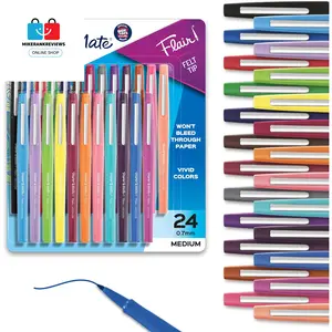 Felt Tip Pens, Flair Marker Pens, Medium Point, Assorted, 24 Count No Brand