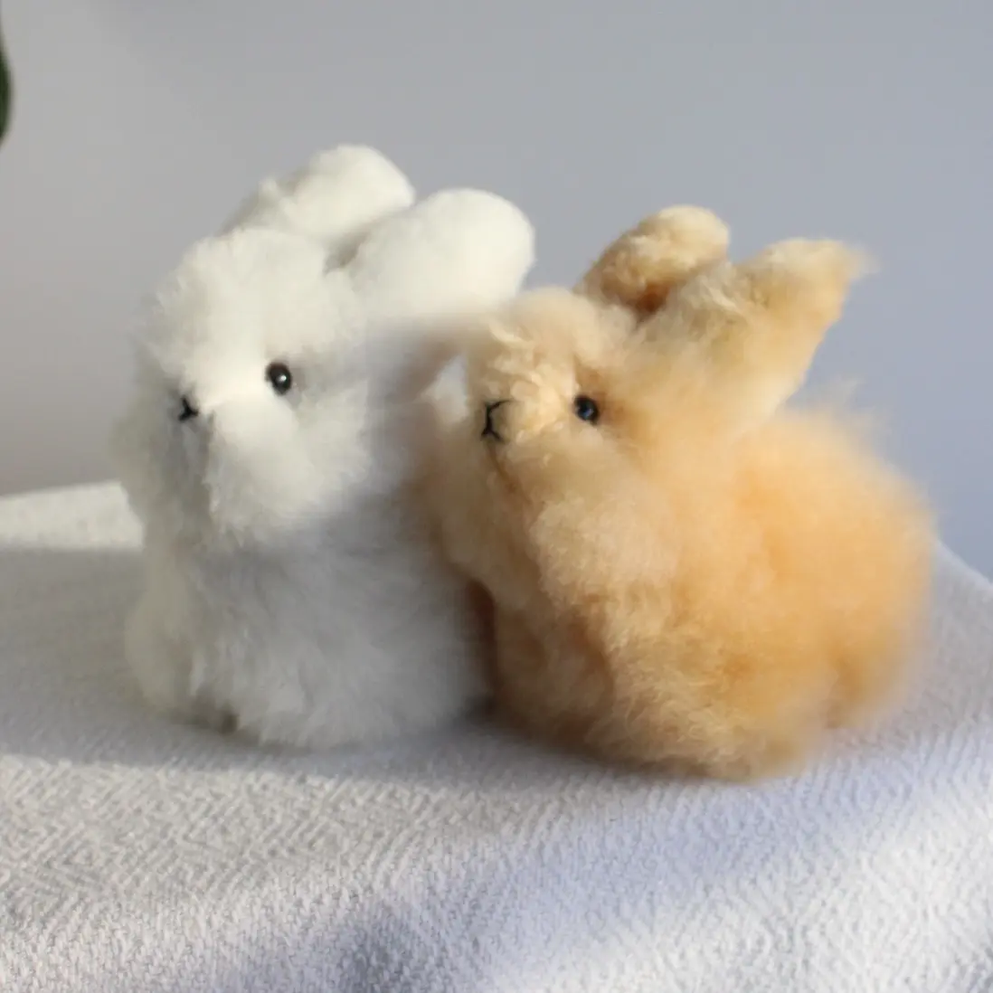 Handmade White Bunny Fluffy Keychain - Ethically Made Alpaca Fur White Rabbit Keychain