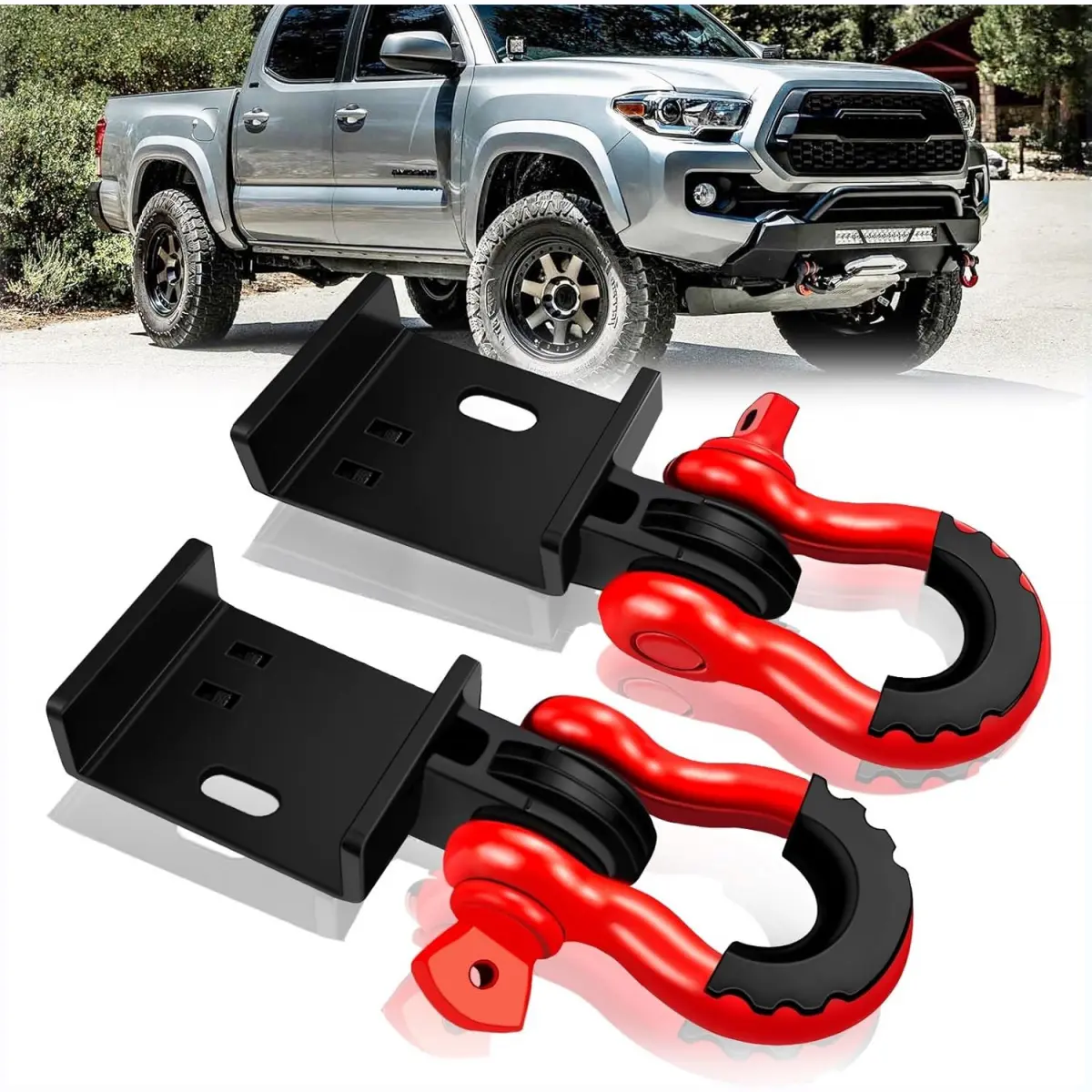 Heavy-Duty Front Tow Hook Bracket with 3/4" Shackles, Towing Mount Fit for Toyota Tacoma 2009-2023