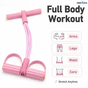 Pedal Resistance Band Full Body Workout 6-Tube Thickened Non-Slip Exercise Band for Women Home Gym Arm Leg Core Training Yoga Fitness Pull Rope