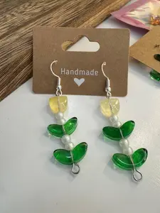 Glass Tulip Beaded Earrings