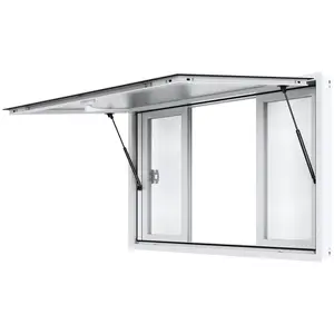 Concession Window 60"x36", Aluminum Alloy Food Truck Service Window with 4 Horizontal Sliding Windows & Awning Door & Drag Hook, Up to 85 Degrees Serving Window for Food Truck Concession Trailer sunshade shelter