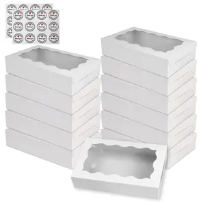 White Cookie Boxwith Window 7.09x4.9x1.75 Inch TwoUses Pastry Biscuit Bakery Box ForPackaging Bakeware