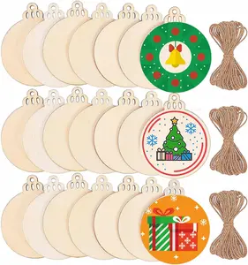 Unfinished Wood Ornament Blanks with Jute Snap Ties