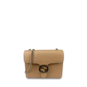 Pre-owned GUCCI Leather Shoulder Bags Beige Interlocking G Small Shoulder Bag