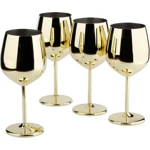 Arora Stainless Steel Wine Glass 18oz - Set of 4 Gold - 3.6" D x 8.3" H