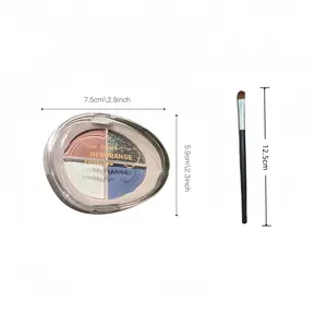 Four-Color Matte & Shimmer Eyeshadow Palette with - 2pcs Set Featuring 9 Blended Shades: Brown, Pink, Blue, Black, and Wine Red. Long-lasting, Waterproof, and-resistant with, Pigmented Application That Doesn't Cake