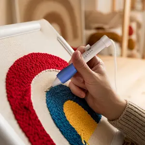 1 set of cross stitch embroidery needle set, embroidery poking tool, embroidery flower poking needle combination set, with punching needle, needle and thread, and pattern DIY sewing and craft kit. Including blue embroidery pen, red pointed needle,