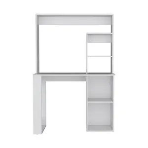 HomeRoots 526174 39 in. White Wood Computer Desk with Hutch