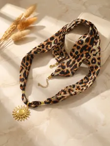 Vintage Leopard Print Sun Heart Pendant Necklace Accessory, Love Heart Necklace, Leopard Print Accessories, Luxurious Unique Women Bohemian Style Jewelry, Fashionable Gift Idea