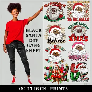 Black Santa Claus DTF Ready To Press Gang Sheet