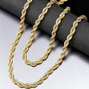 14k Gold Plated Rope Chain Necklace 24" 6mm Choker Hip Hop Jewelry Fashion Unisex Accessories for All Occasions Handcrafted Luxury Look Durable Lobster Clasp