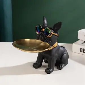 Resin Dog Design Tray Ornament, 1 Count Multifunctional Pen Holder, Desktop Decoration Organizer for Home Office, Home Decor