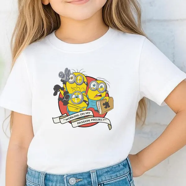 Minions & Monsters Working On My Passion Project Baby Tee, Kids Graphic T-Shirt, Unisex Toddler Tee, Casual Daily Wear Kids Clothing