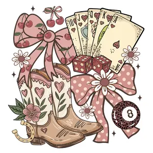 Preppy Cowgirl Western  Direct To Film Print, DTF Print, Ready To Press Transfer For T-Shirts