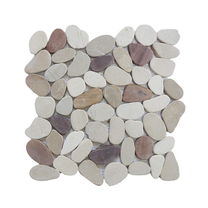 Random Stone Mosaic Tiles, Cherry Sliced Pebble Wall & Floor Tile