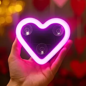 Solar Powered LED Heart Shape Decorative Atmosphere Light, Led Mood Light, Suction Cup Design, Supports USB Charging, Perfect for Home Decoration