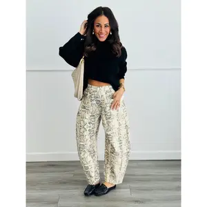 Snakeskin Print Barrel Pants (Reg & Plus)-2 Colors
