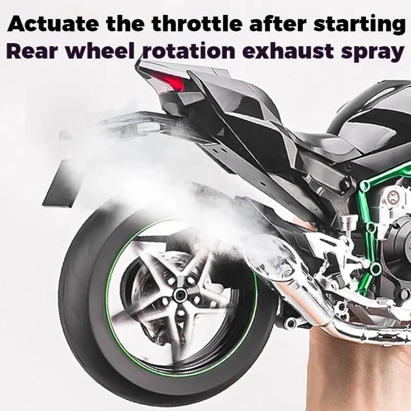 Spray 1:6 Kavvasaki Racing Ninja 500 H2R Motorcycle Simulation Sound Light Fast And Furious Kid Gift Collection Value Display