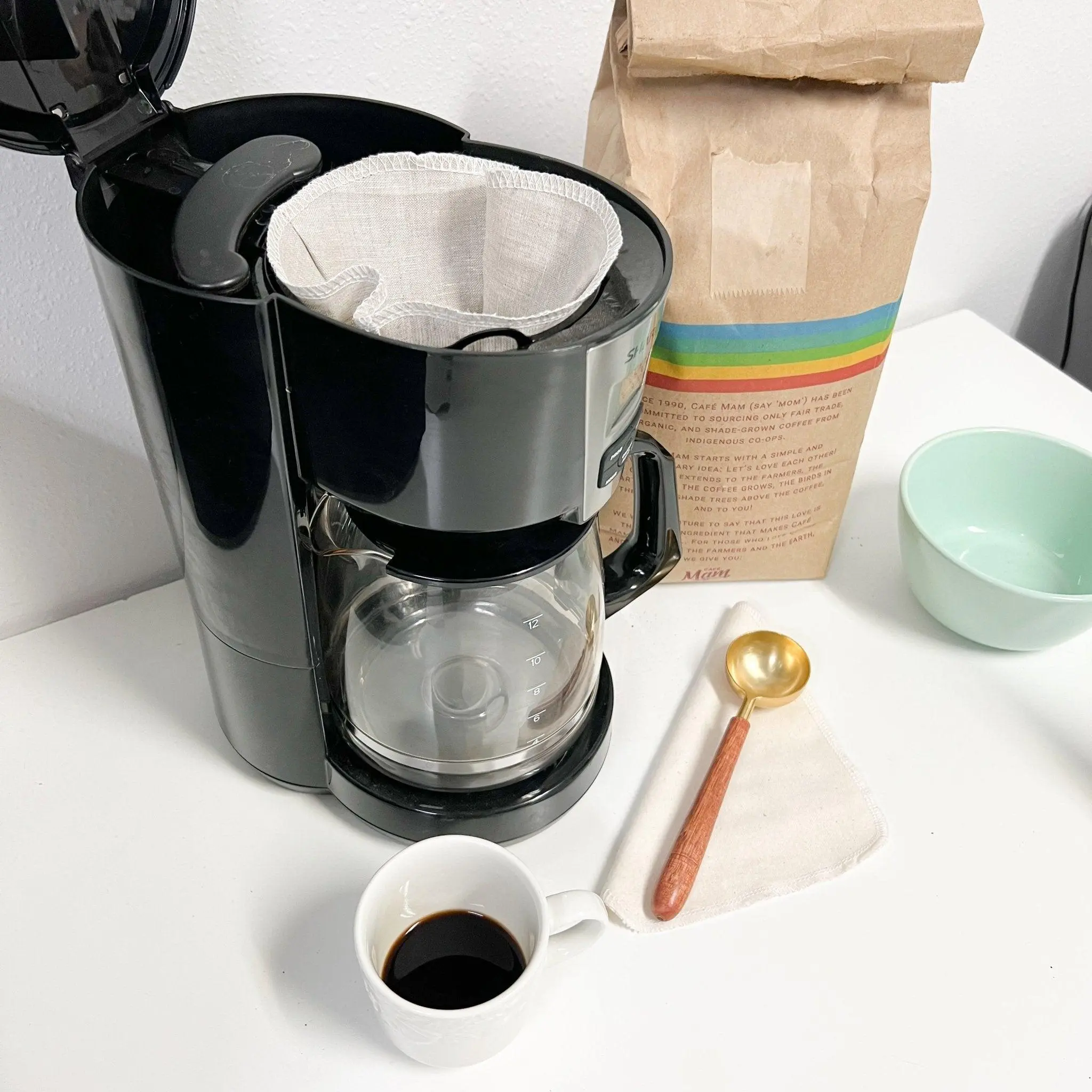 Marley's Monsters Organic Reusable Coffee Filters: Basket Style - Works with Most Coffee Machines - Alternative to Disposable Coffee Filters - Set of 2