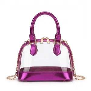 Purple-edged transparent shell bag