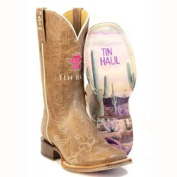 Women's Tin Haul Cacatillow Boots with Saquaro Sole Handmade Tan