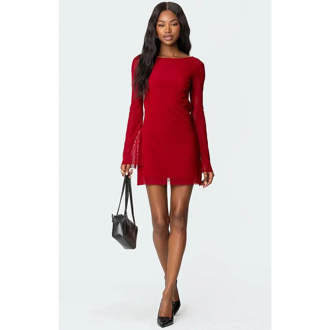 chinese dress ladies Edikted Cut Out Long Sleeve Mini Dress