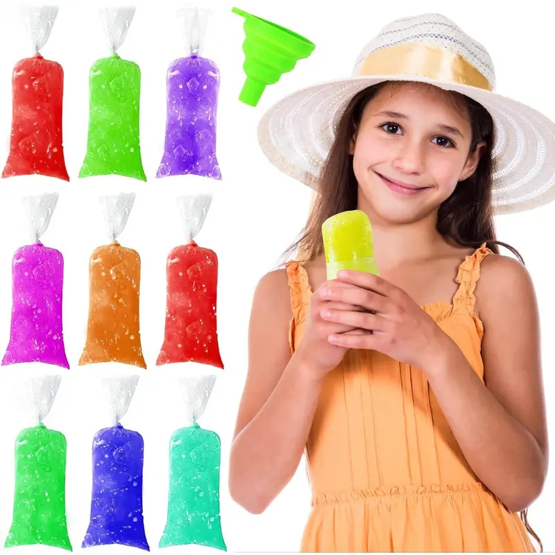 200 count Ice Pop Bags, Plastic Disposable Popsicle Ice Lolly Candy Mold Bags with Funnel for Adults DIY Making Freeze Ice Cream Pouch Yogurt(2.76 x 11.8 In)