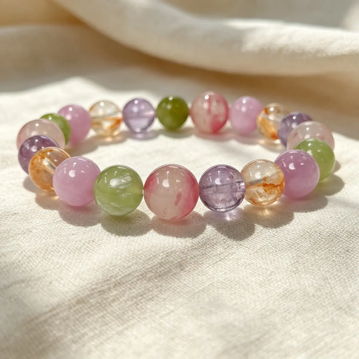 Fashionable, versatile bracelet featuring a natural crystal design