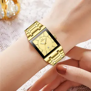 Women's Luxury 24mm Rectangle Quartz Analog Watch - Stainless Steel Band, Classic Roman Numeral Dial, Date Display, 30M Water Resistant Wristwatch, Elegant Gift for Mom/Wife, Fashion Accessory