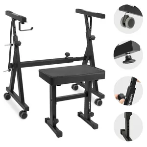 STRICH Portable Heavy Duty Keyboard Stand & Bench Set for 54-88 Key Electric Pianos - Adjustable Music Stand & Seat for Musicians Sturdy