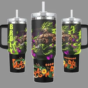 Broly Dr Super Legendary Saiyan Energy 40oz Stainless Steel Insulated Tumbler Mug with Handle & Straw Dragon Fans