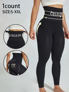 Women's High Waist Tummy Control Yoga Pants, Slimming & Butt Lifting, Elastic Nylon Sports Tight Fit, Non-Transparent, Perfect for Exercise & Casual Wear, High Waist Leggings, Plain Leggings