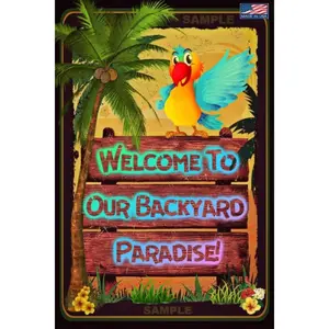 8"x12" Lightweight Metal Wall Sign - Retro Decor Sign for Tiki Bar, Backyard Decorating, Home & Bedroom Decor Gifts