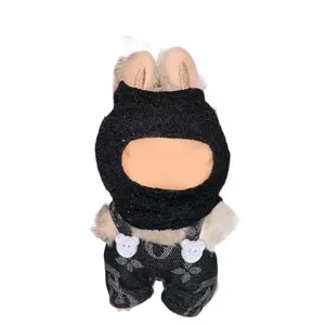 Labubu Black Crepe Glitter Ski Mask, Cute Design for Sheisty Mask