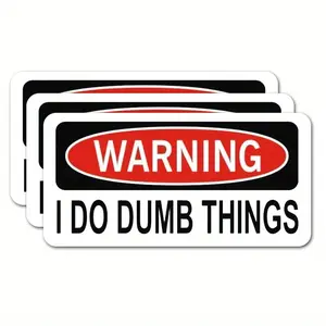 3-Pack Vinyl Warning Bumper Stickers - "I Do Dumb Things" Funny Decal for Hard Hats, Helmets, and Safety Labels
