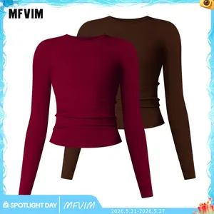 Comfortable long-sleeved T-shirt for running and fitness, high elastic all-season wear, daily wear tight solid color bottom shirt Athletic Workout Clothing