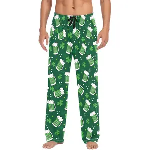 Men's St Patricks Day Green Beer Pajama Pants Cotton Soft Comfy Sleep Lounge Pants Pjs Bottoms