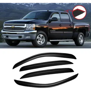 Window Visor for 2007-2013 Chevy Silverado 1500/ GMC Sierra 1500/ Avalanche/Suburban Crew Cab, Rain Guards Vent Deflector Shade Dark Smoke 07-14 Silverado/Sierra 2500 3500HD/ 07-14 Yukon XL, Tape-On
