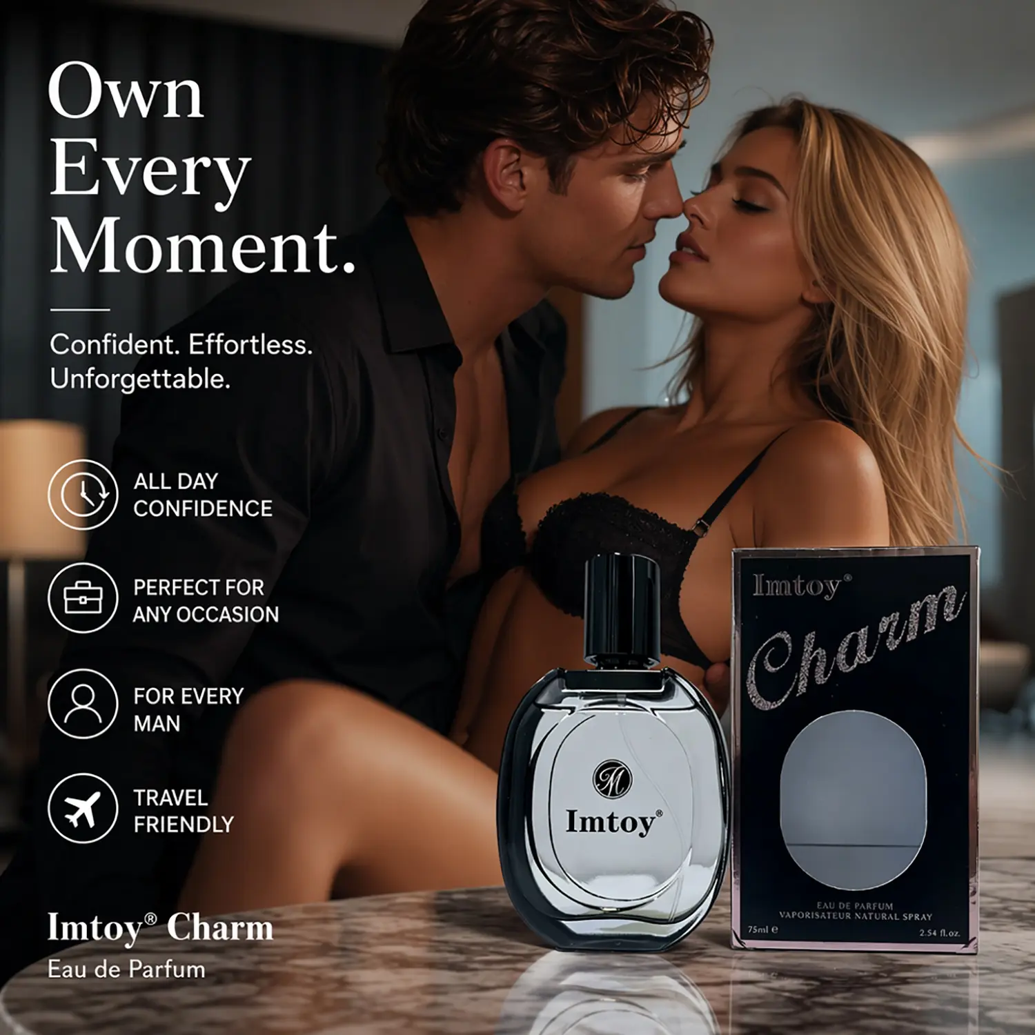 Men's Pheromone Cologne, long-lasting fruity woody aroma. Pheromones make her bewitch you, keep her under your spell, craft an unforgettable night. Perfect for Christmas, Valentine's Day & Anniversary. 75ml/2.5fl.oz. Men's Perfume.