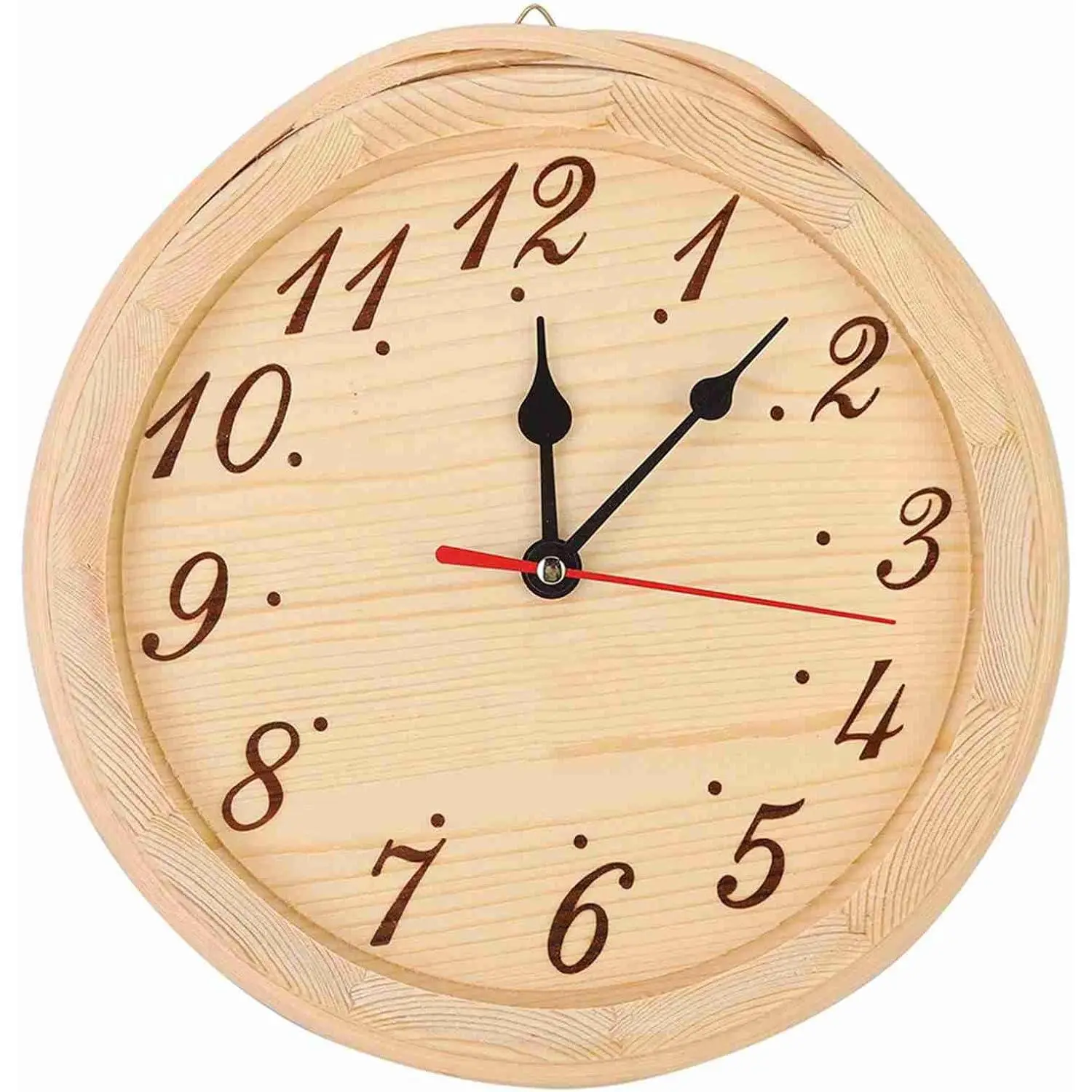 Wooden Modern Round Wall Decor Sauna Clock - Sauna Room Accessory, Shower Timer for Home Spa and Bathroom Use