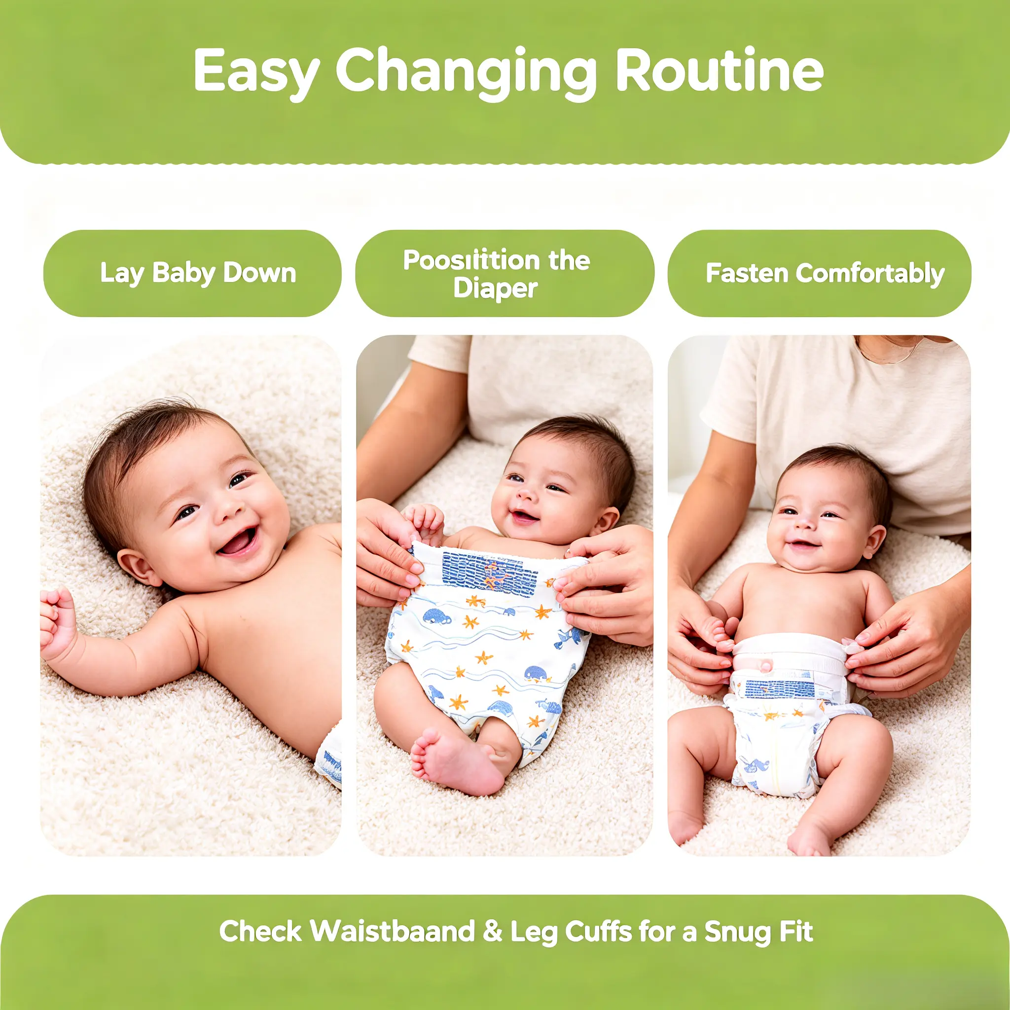 Unisex Ultra-Thin Cotton Nappies, Soft Breathable Disposable Diapers for Newborns-Toddlers